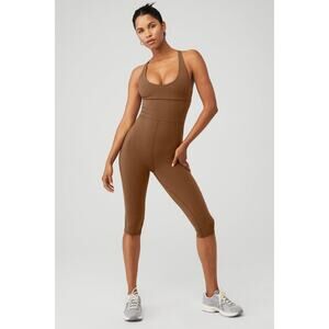 Alo Airbrush Physique Onesie Cinnamon Brown Size Small